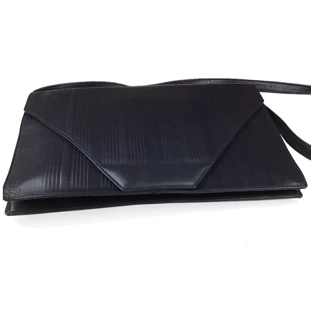 Gianni Versace Vintage Black Ribbed Leather Convertible Shoulder Bag - Picture 3 of 15